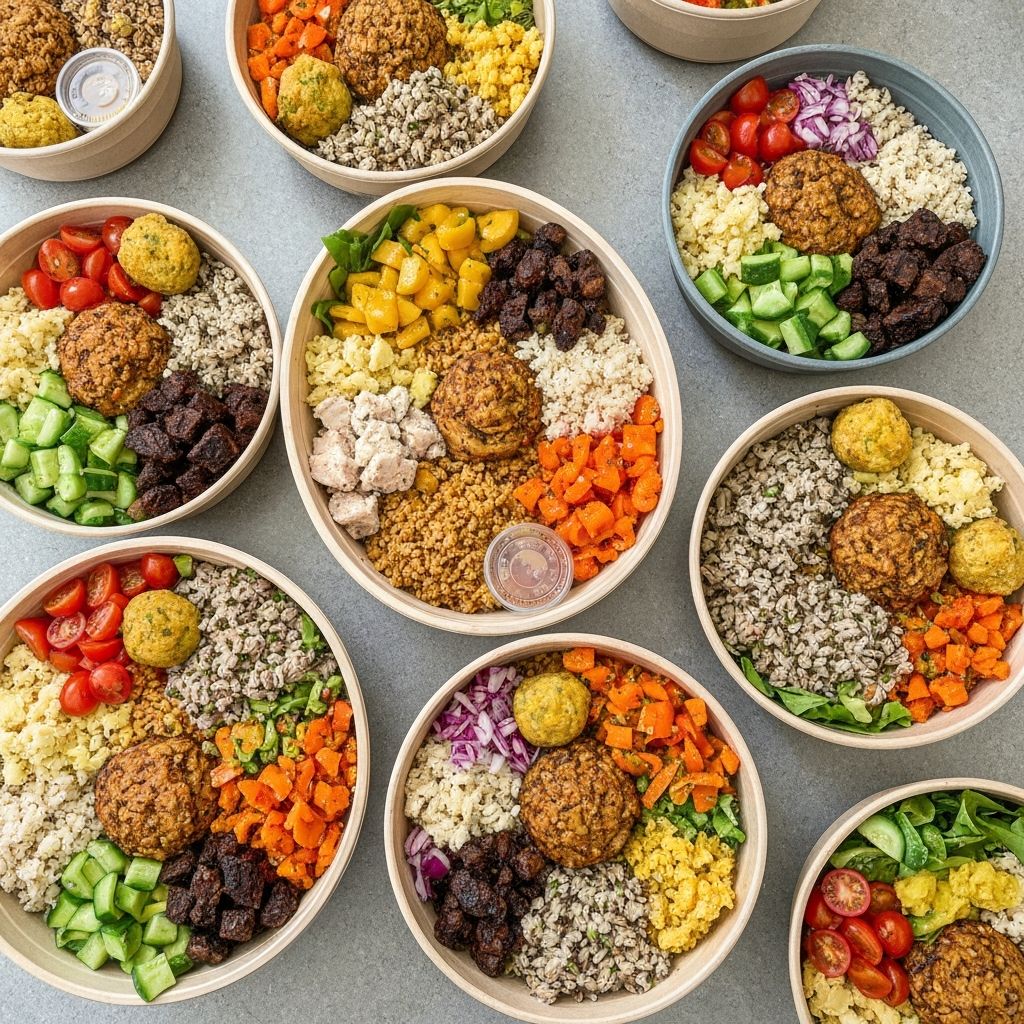 Colorful healthy meal prep bowls